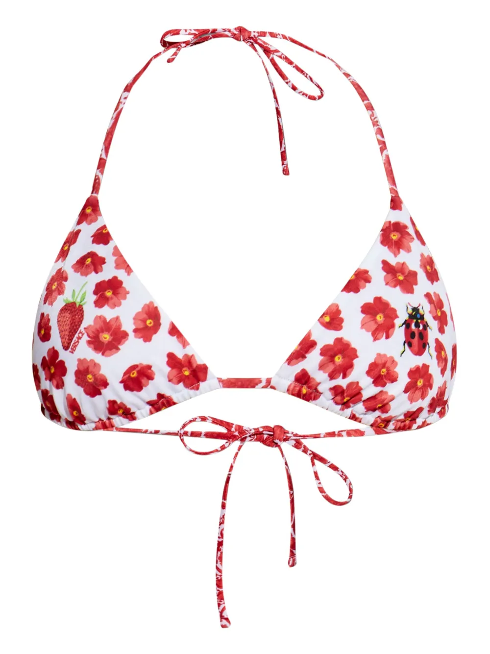 floral-print bikini top