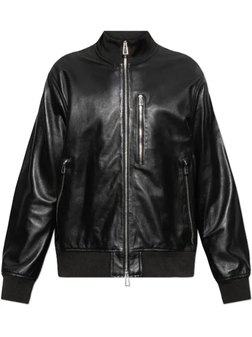 Veste en cuir à fermeture zippée - PS Paul Smith - Modalova