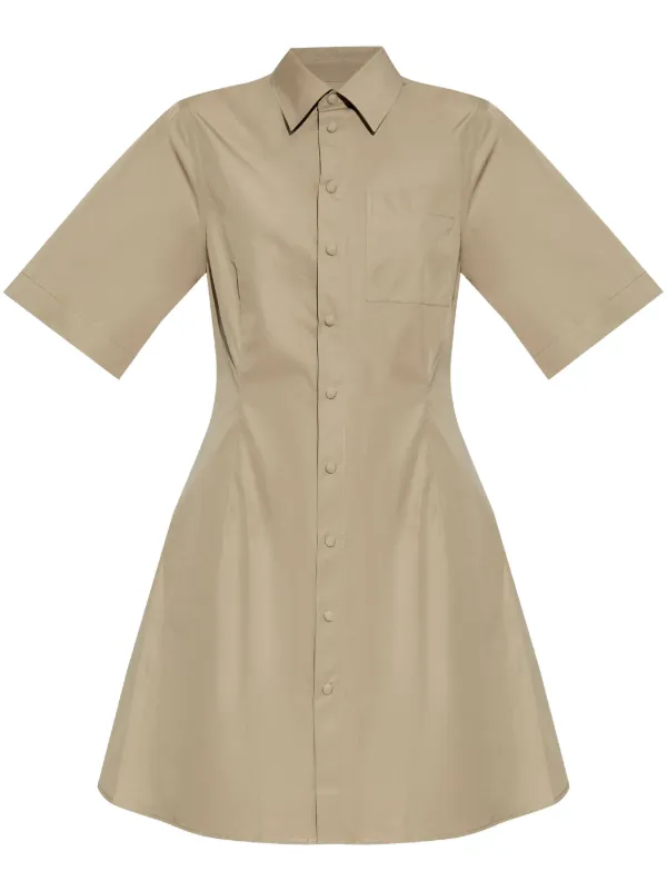 Ami Paris Cotton Shirt Dress in Neutrals