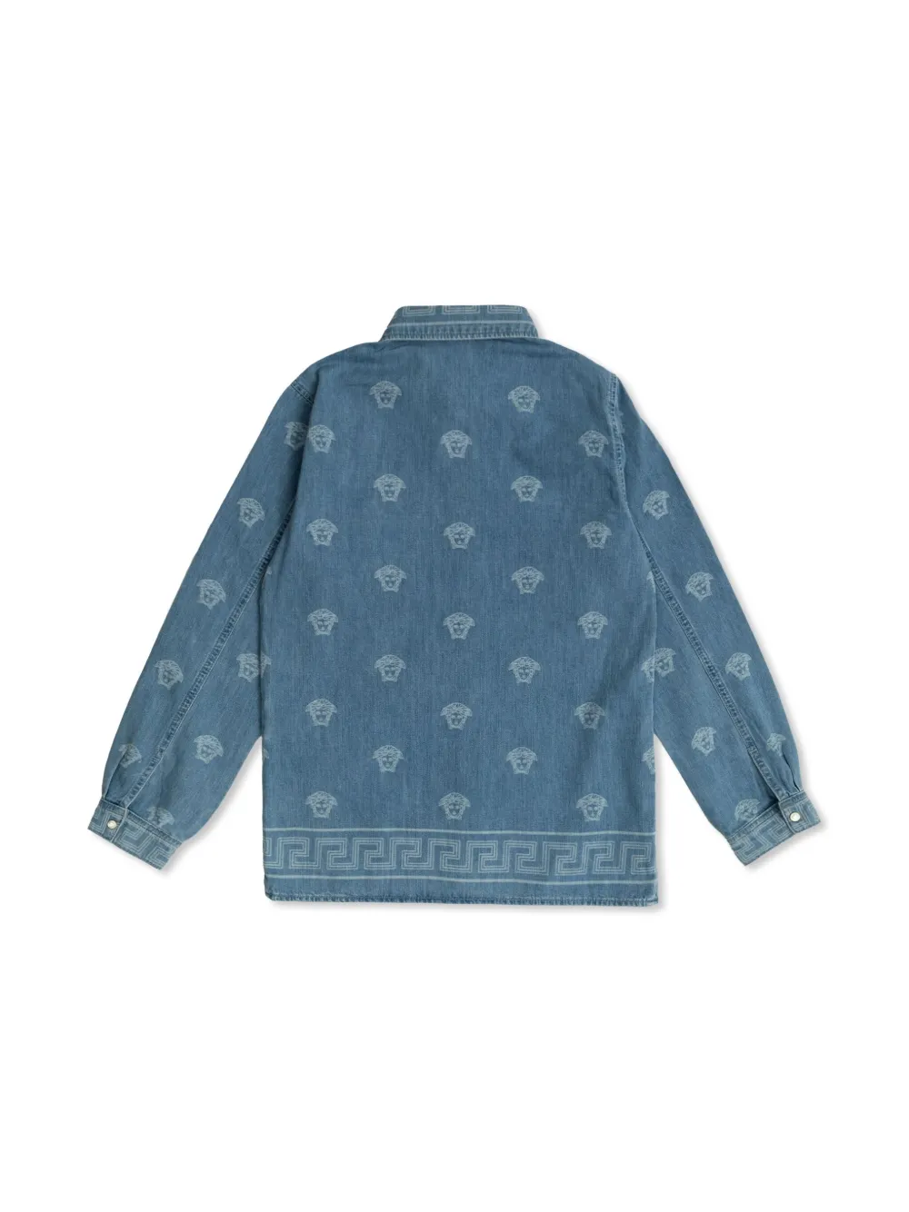 Versace Kids Greca-pattern shirt - Blauw