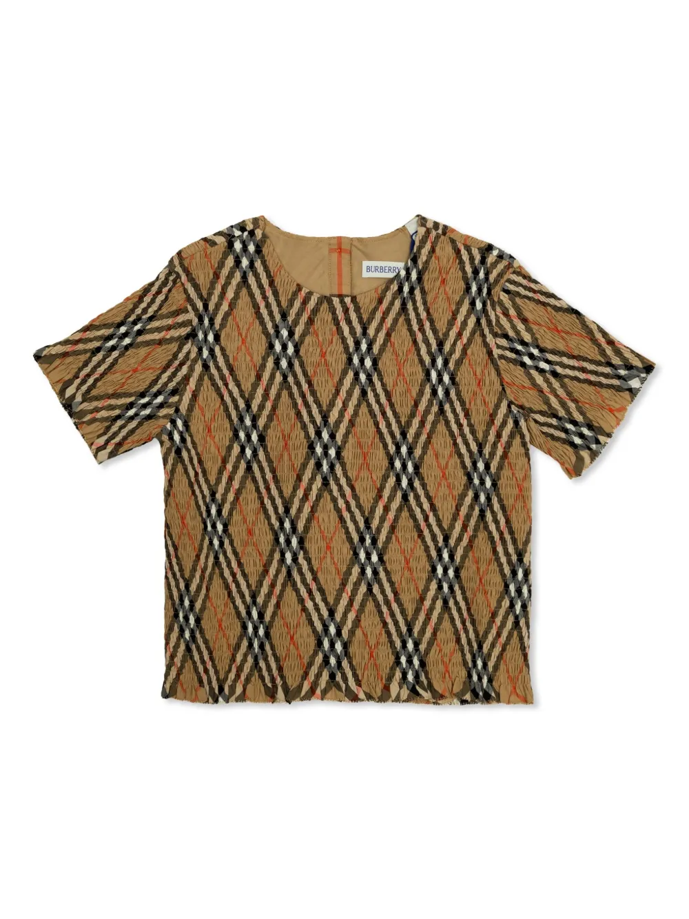 Image 1 of Burberry Kids check-print ruched t-shirt