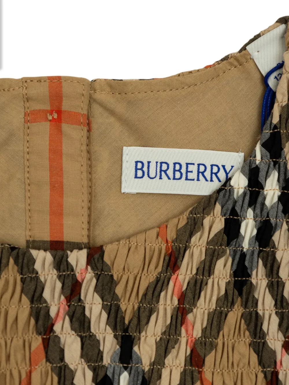Burberry Kids Geruit T-shirt met ruches Bruin