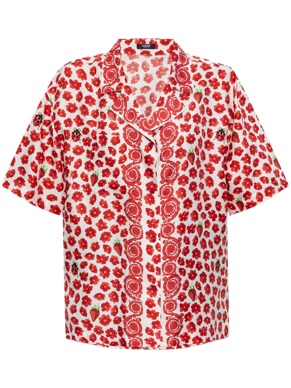 Versace Zijden blouse met bloemenprint Wit