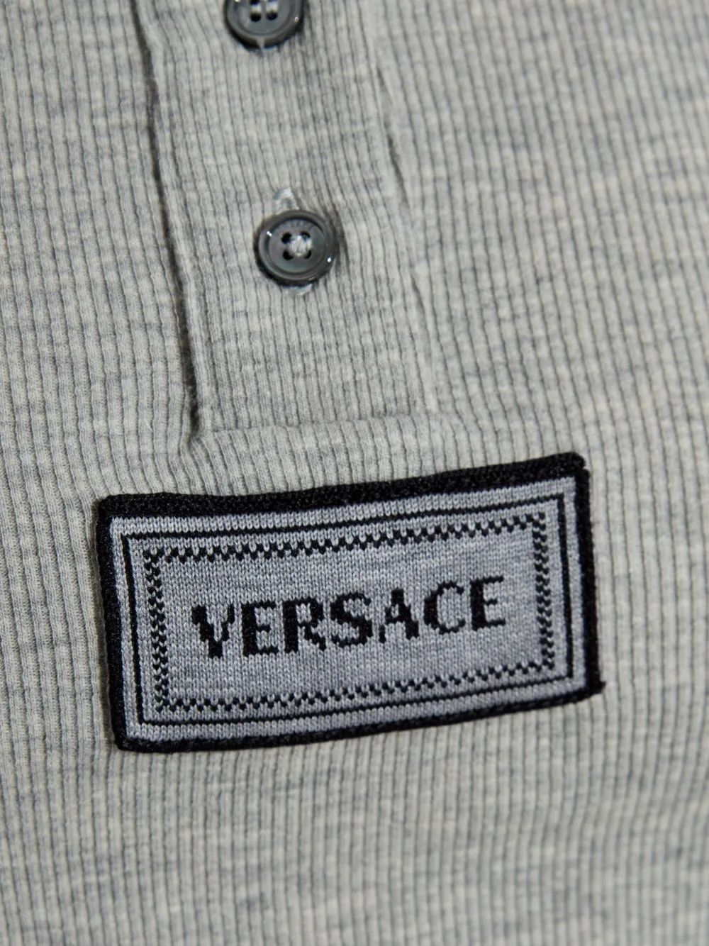 Versace ribbed-knit Henley T-shirt - Grijs