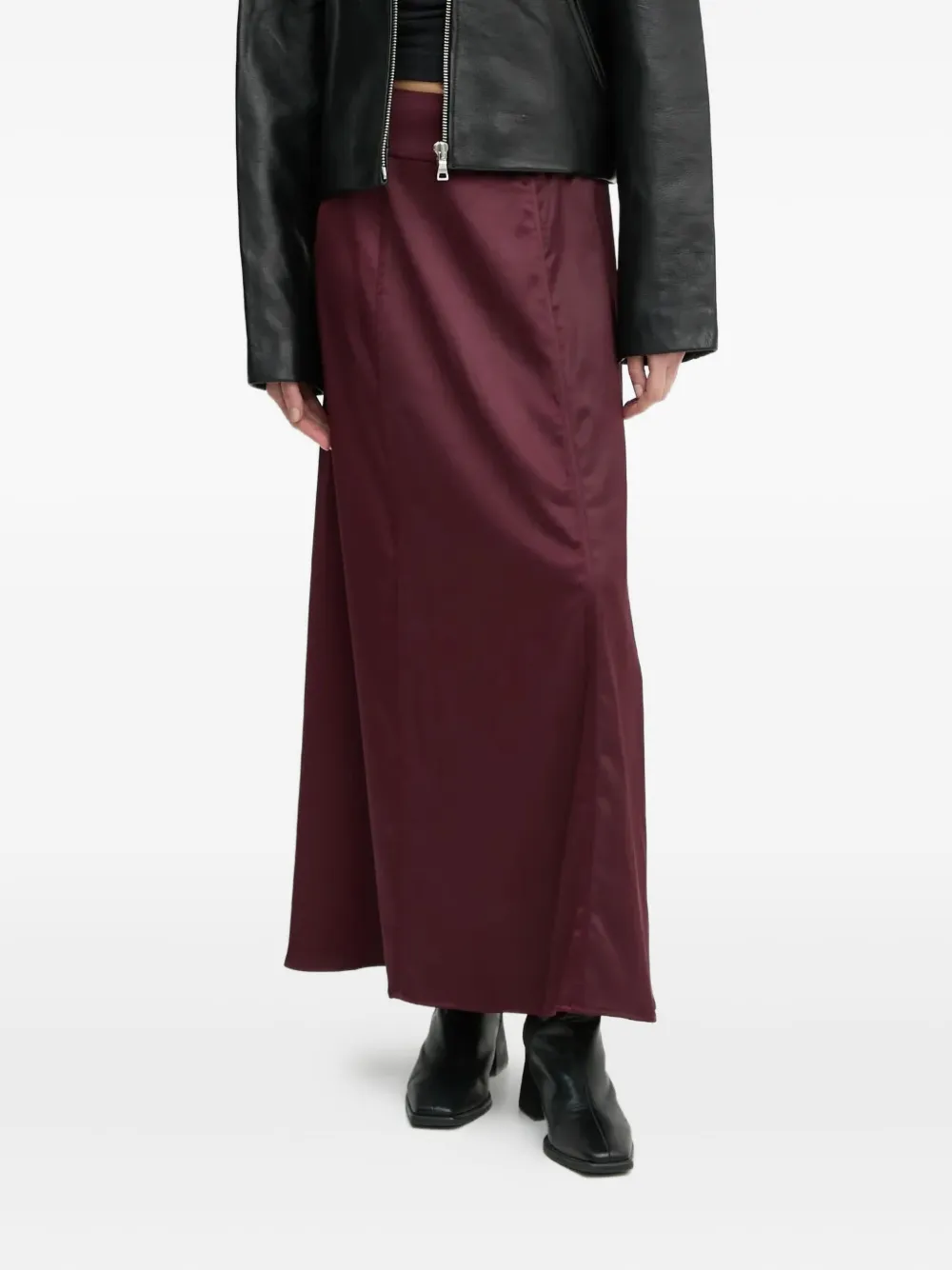 Aeron Satin-panelled Maxi Skirt In Red