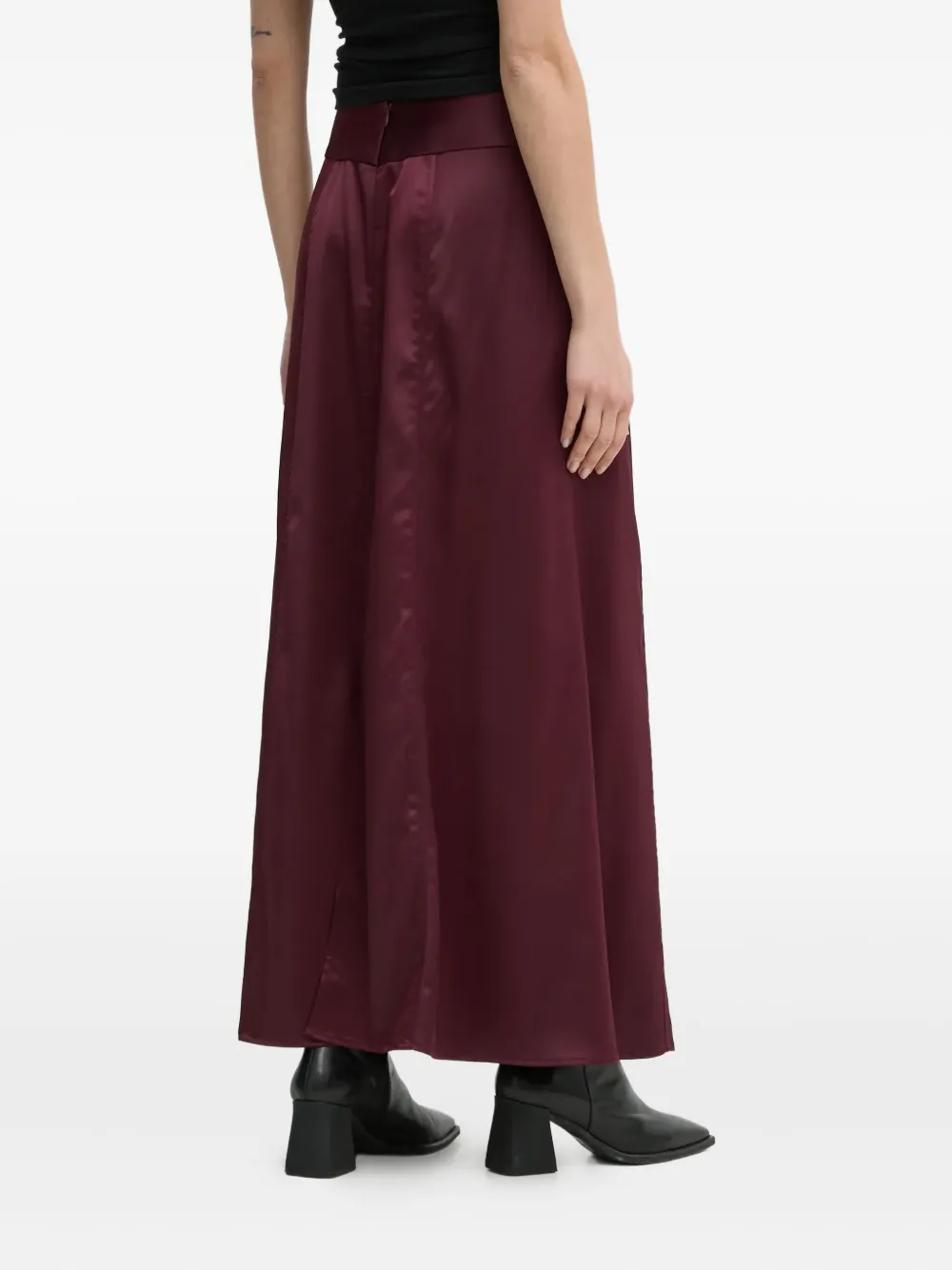 Aeron Satin-panelled Maxi Skirt In Red