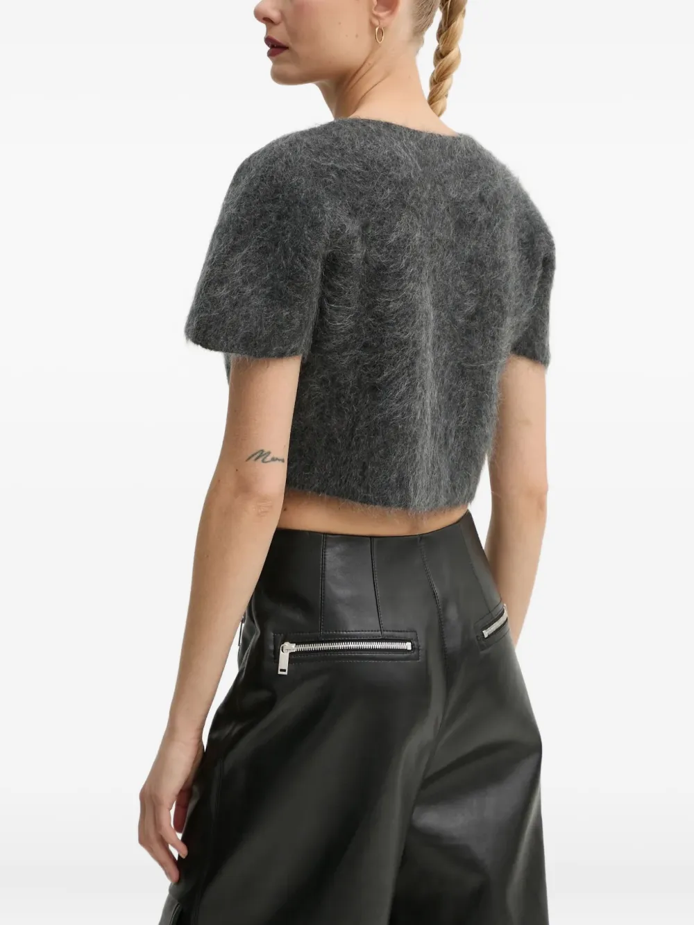 By Malene Birger Zhara Buttoned Short-sleeve Cardigan In Gray