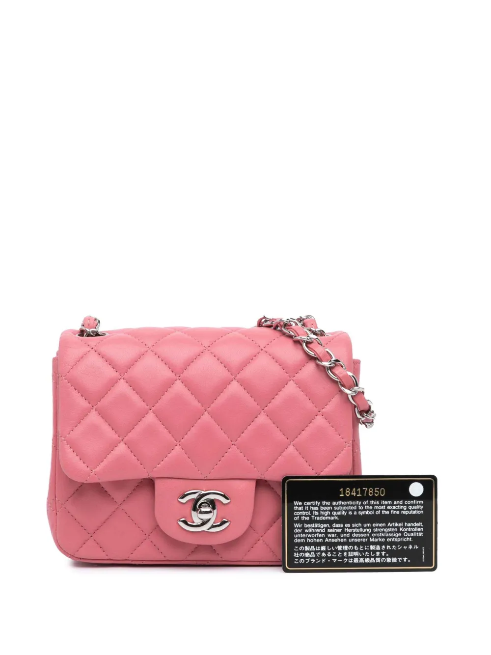 CHANEL Pre-Owned 2013-2014 Mini Square Classic Lambskin Single Flap crossbody bag - Roze