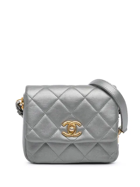 CHANEL Pre-Owned bolsa crossbody Mini Quilted Lambskin Single Note Flap 2021-2024