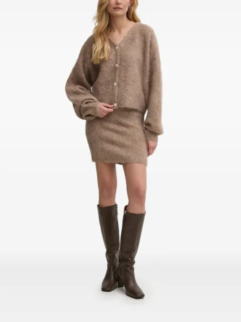 Gestuz faux-pearl-button alpaca-blend cardigan