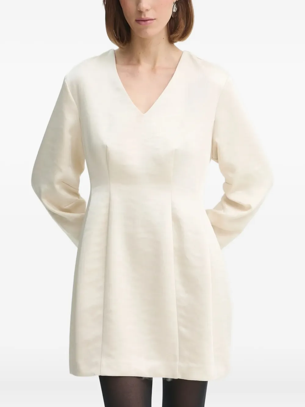 HERSKIND v-neck pleated dress | Neutrals | Image 1