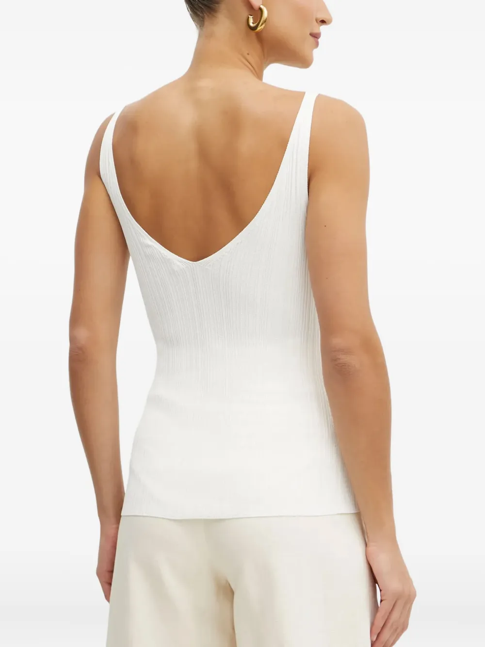 Ivy & Oak Geripptes Tanktop Mit V-ausschnitt In White