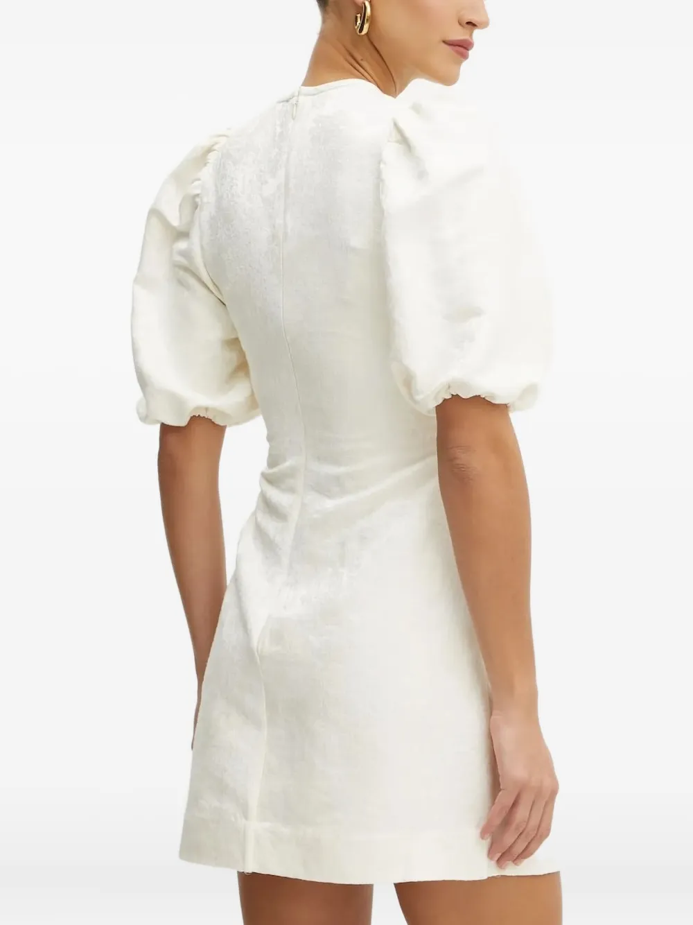 IVY OAK Nissa puff-sleeve jacquard mini dress - Wit