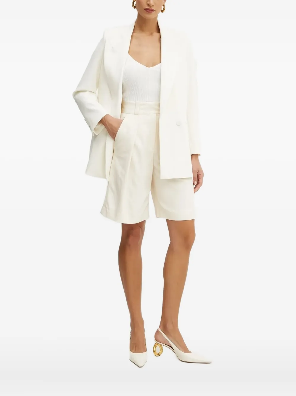 Ivy & Oak Double-breasted Buttoned Blazer In White