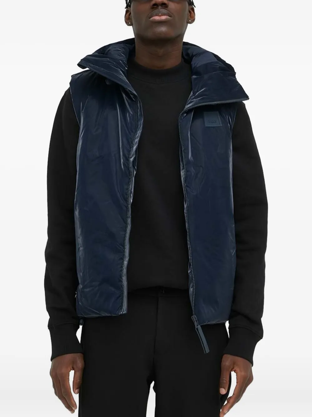Rains Hooded Padded Gilet In Blue