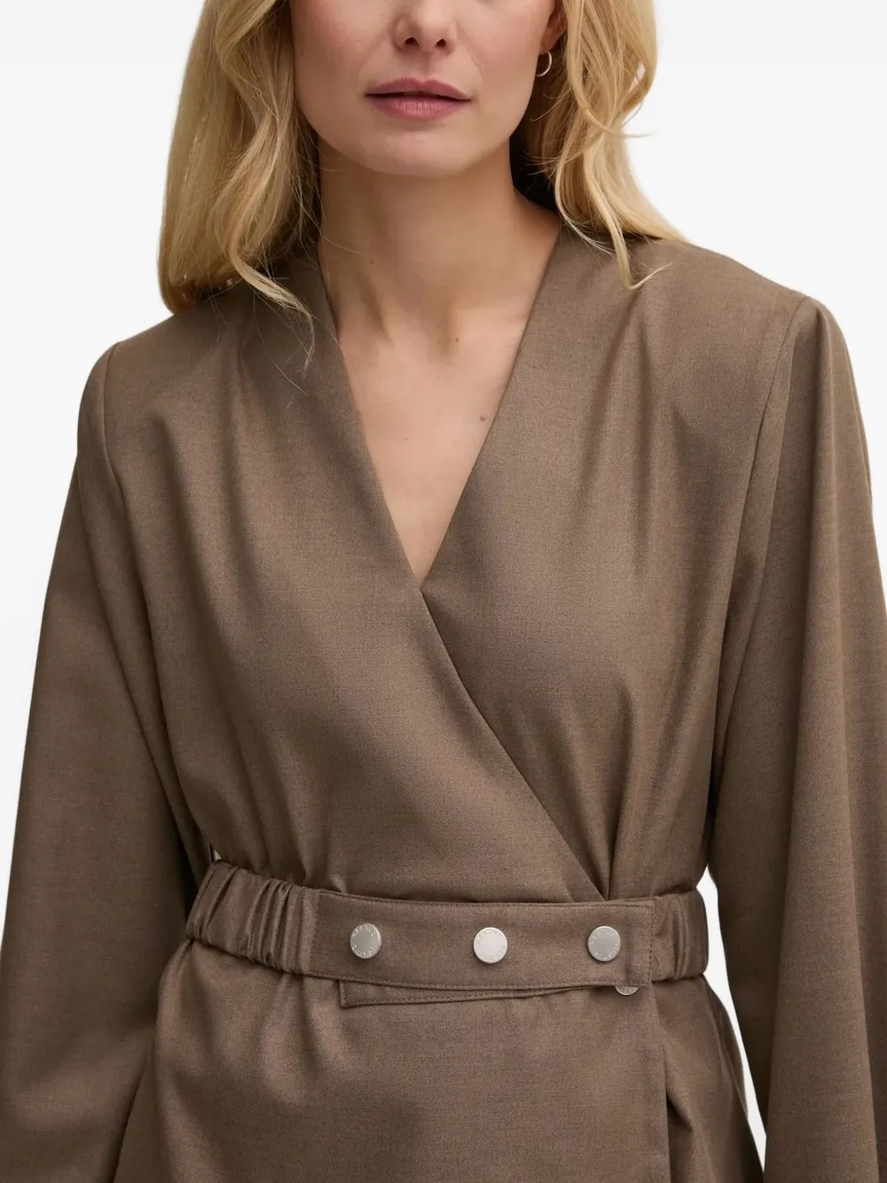 Gestuz wrap-effect belted top - Bruin