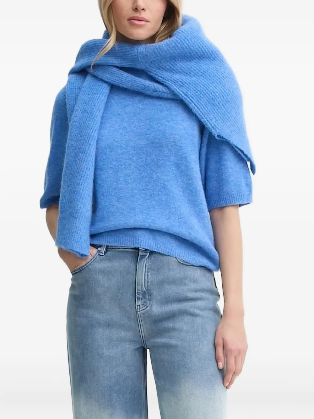 Gestuz Turtleneck Ribbed Sweater In Blue
