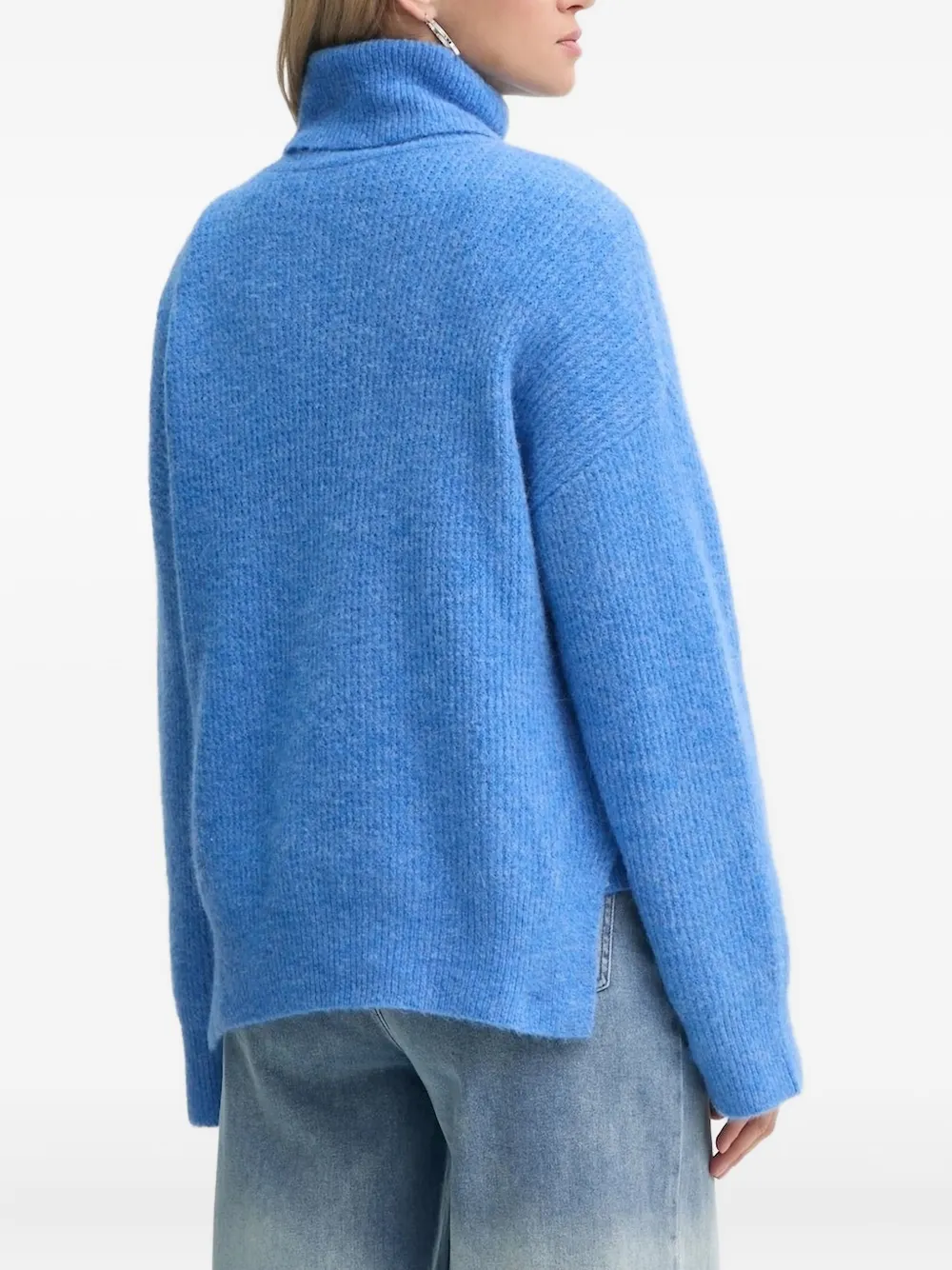 Gestuz Turtleneck Ribbed Sweater In Blue