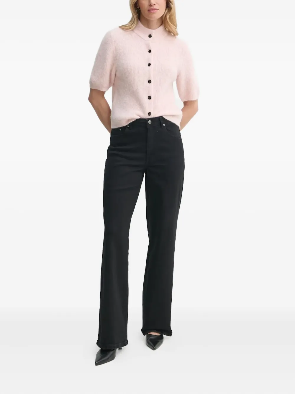 Gestuz Short-sleeve Button Cardigan In Pink