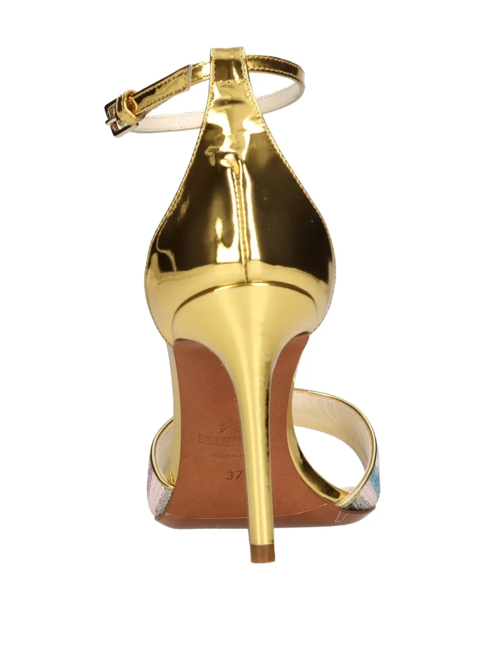 Missoni 90mm Metallic-effect Leather Striped Heeled Sandals In Multi
