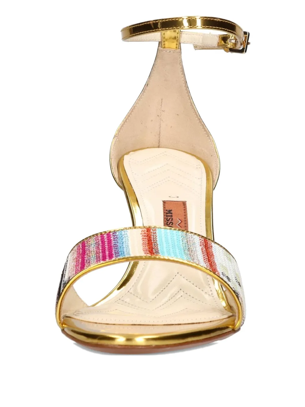 Missoni 90mm Metallic-effect Leather Striped Heeled Sandals In Multi