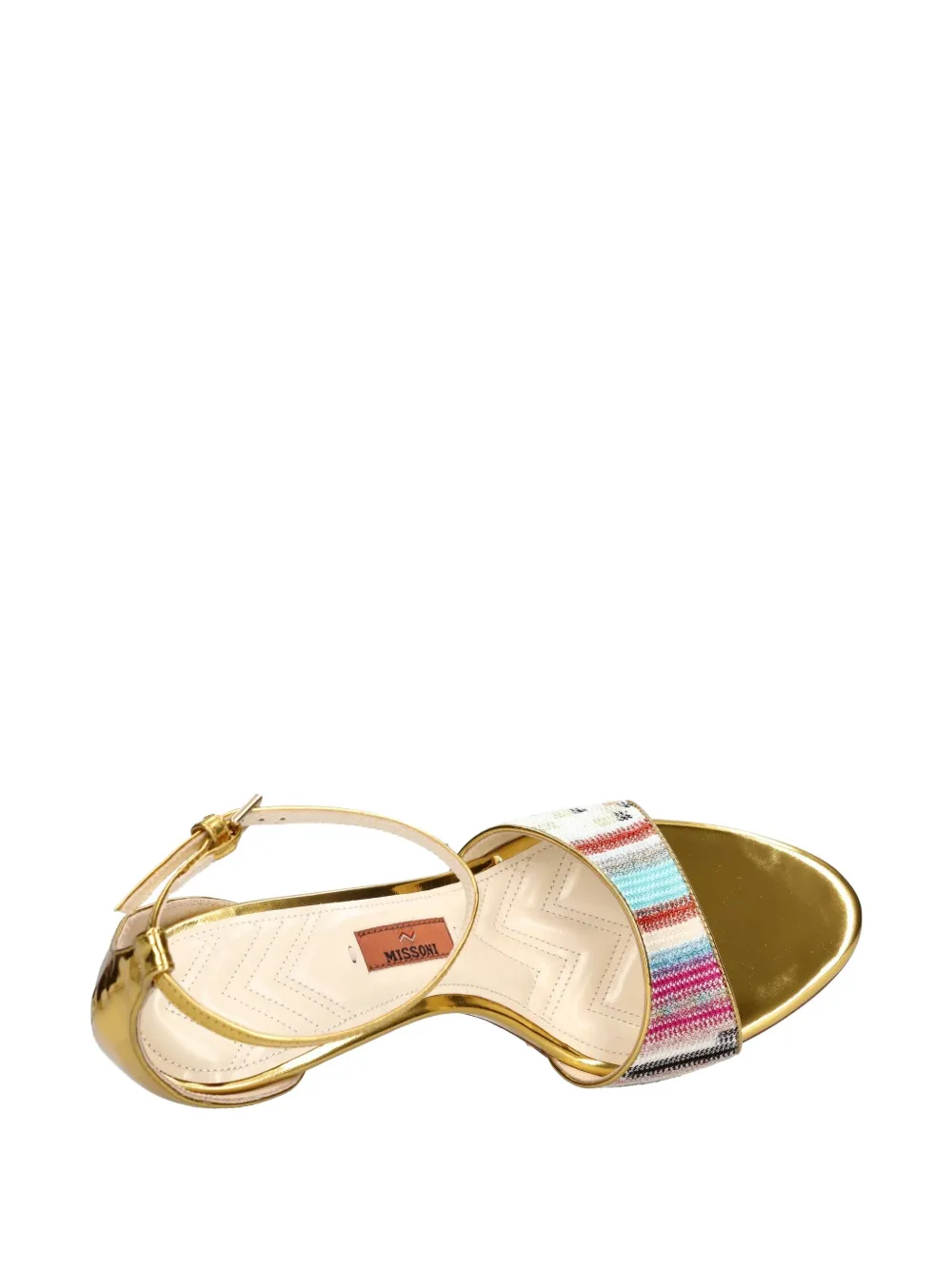 Missoni 90mm Metallic-effect Leather Striped Heeled Sandals In Multi