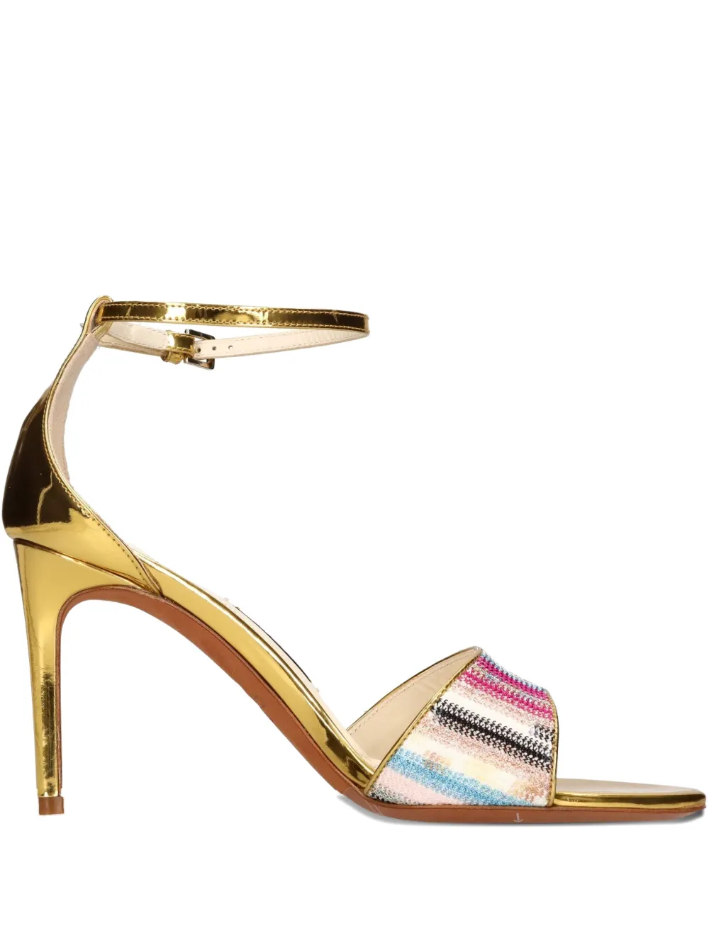 Missoni 90mm metallic-effect leather striped heeled sandals Goud