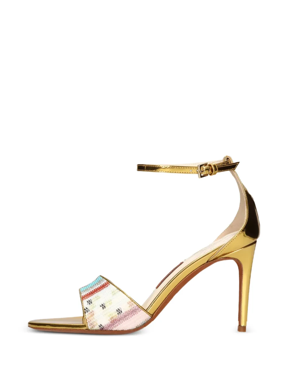 Missoni 90mm metallic-effect leather striped heeled sandals Goud