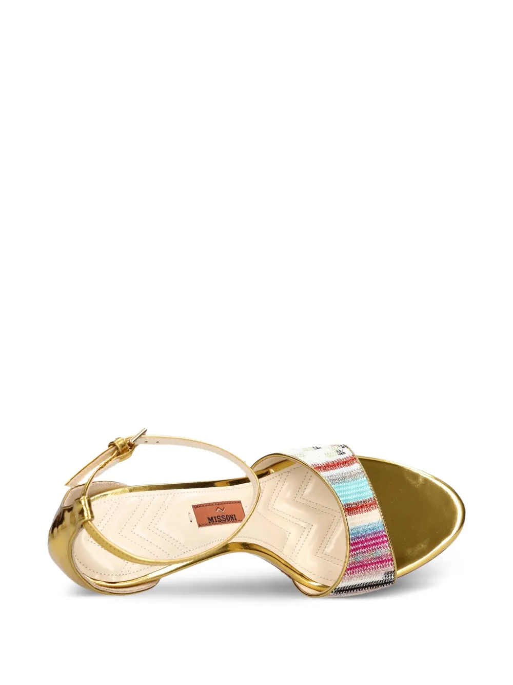 Missoni 90mm metallic-effect leather striped heeled sandals Goud