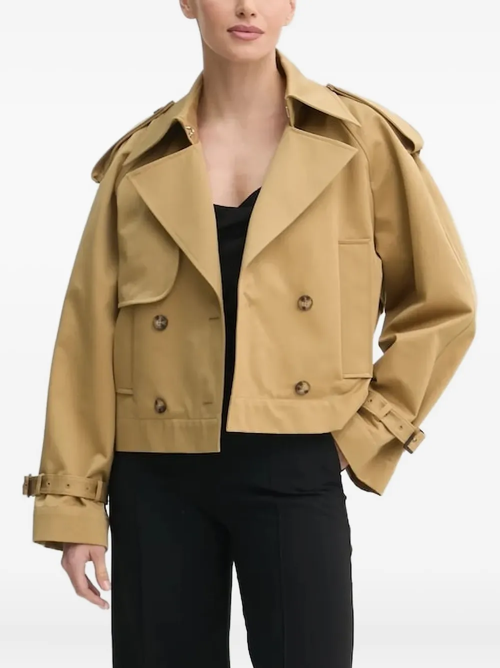 Ivy & Oak Double-breasted Cotton Jacket In Brown