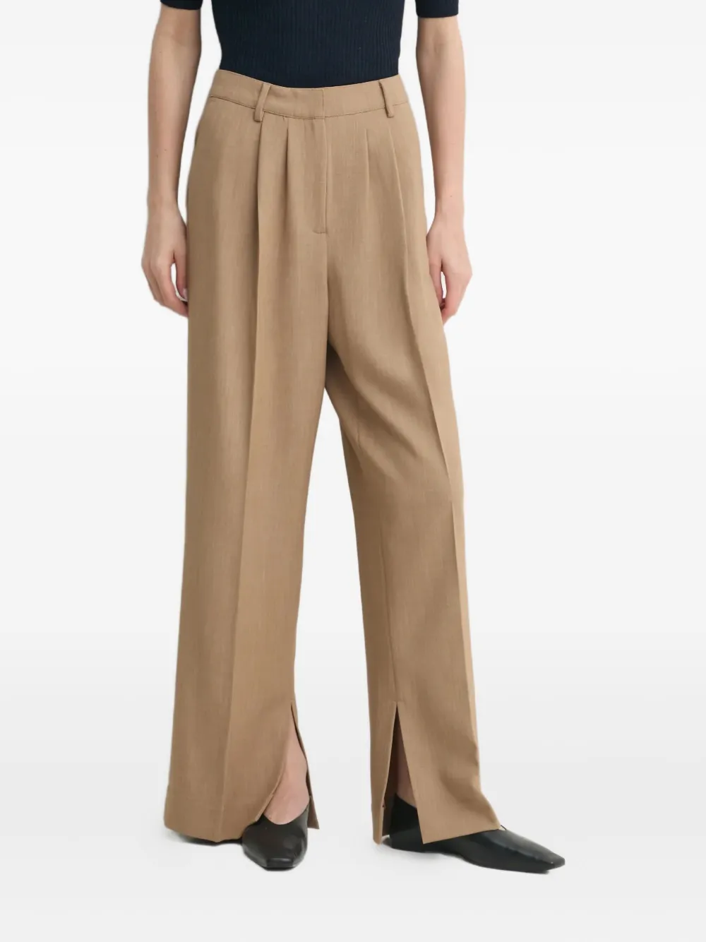 Herskind Split-hem Straight-leg Trousers In Neutral