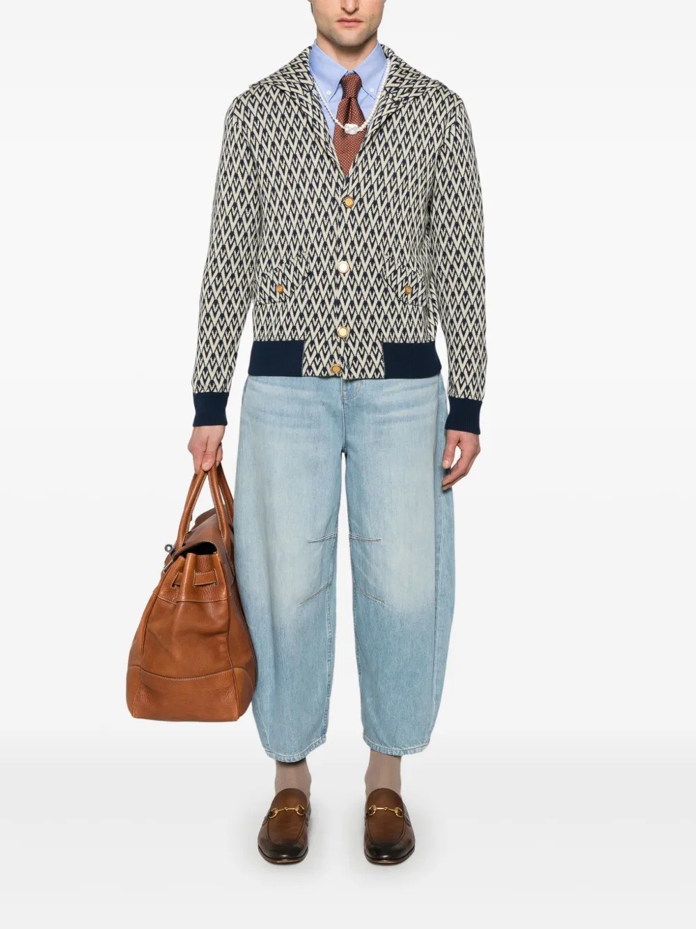 Valentino Garavani patterned-jacquard cardigan - Blauw