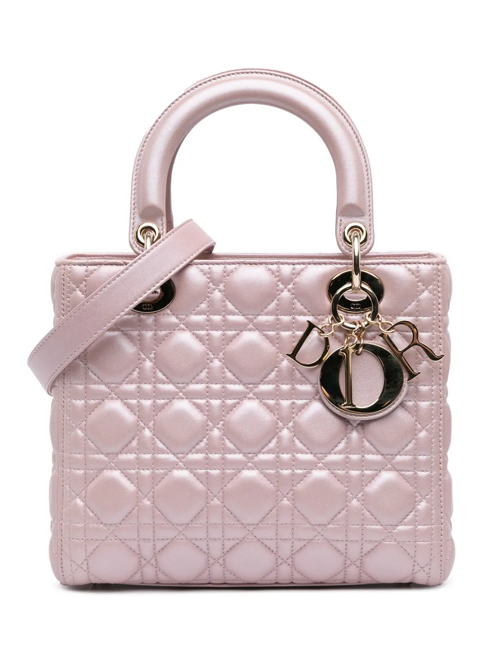 2016 Medium Pearlescent Lambskin Cannage Lady Dior satchel