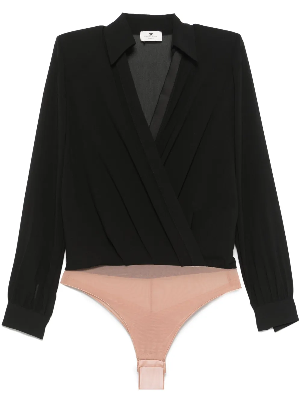 Elisabetta Franchi cufflink-detail georgette bodysuit – Black