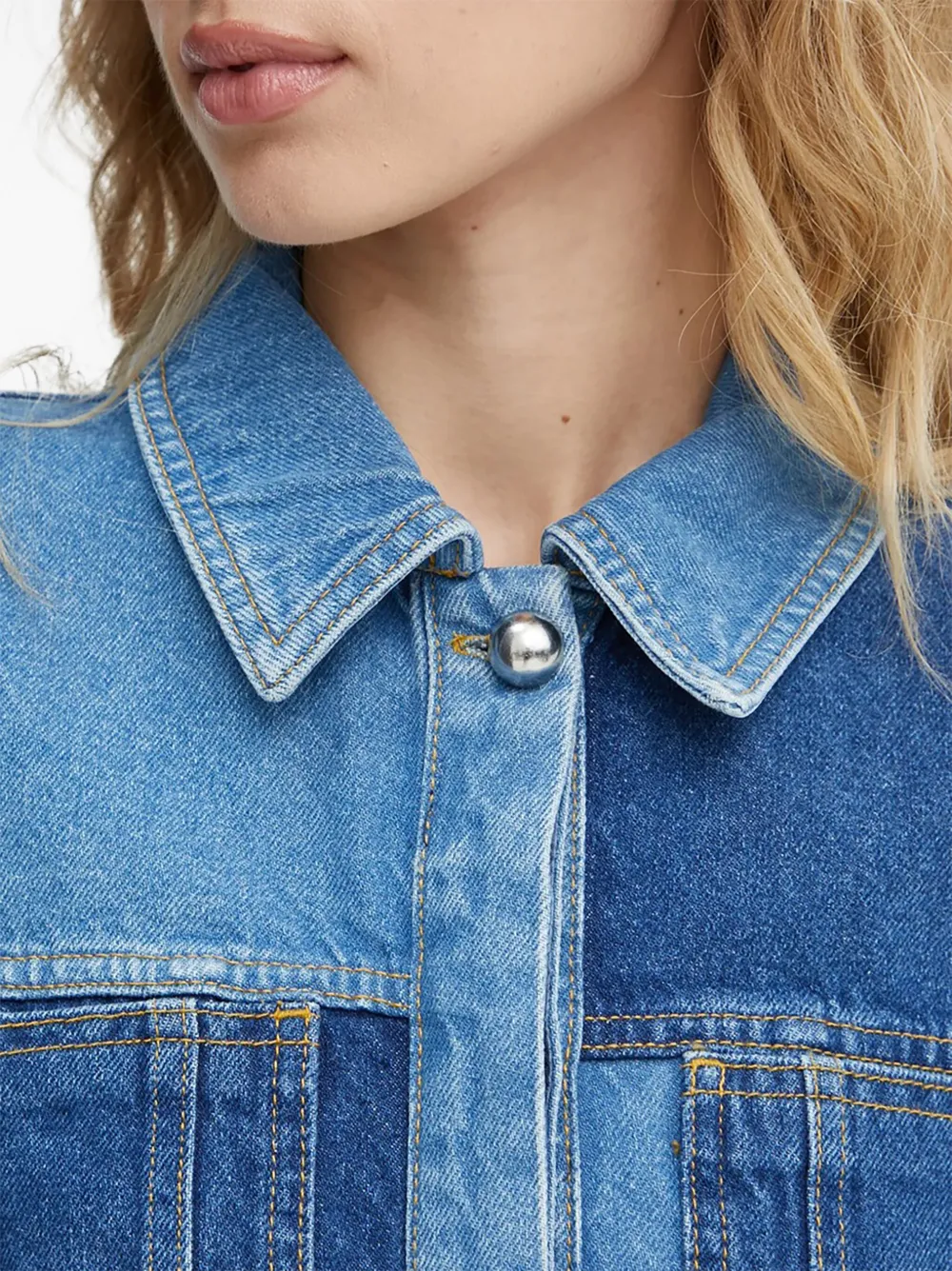 Stine Goya Panelled Midi Shirt Dress In Blue