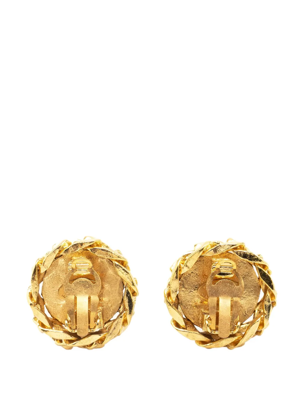 CHANEL Pre-Owned 20th Century Gold Plated Rhinestone CC Clip On Earrings costume earrings - Goud