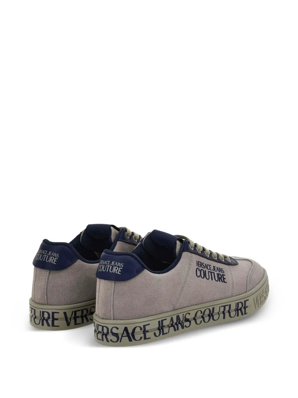 Versace Jeans Couture Suède sneakers met logoprint Grijs