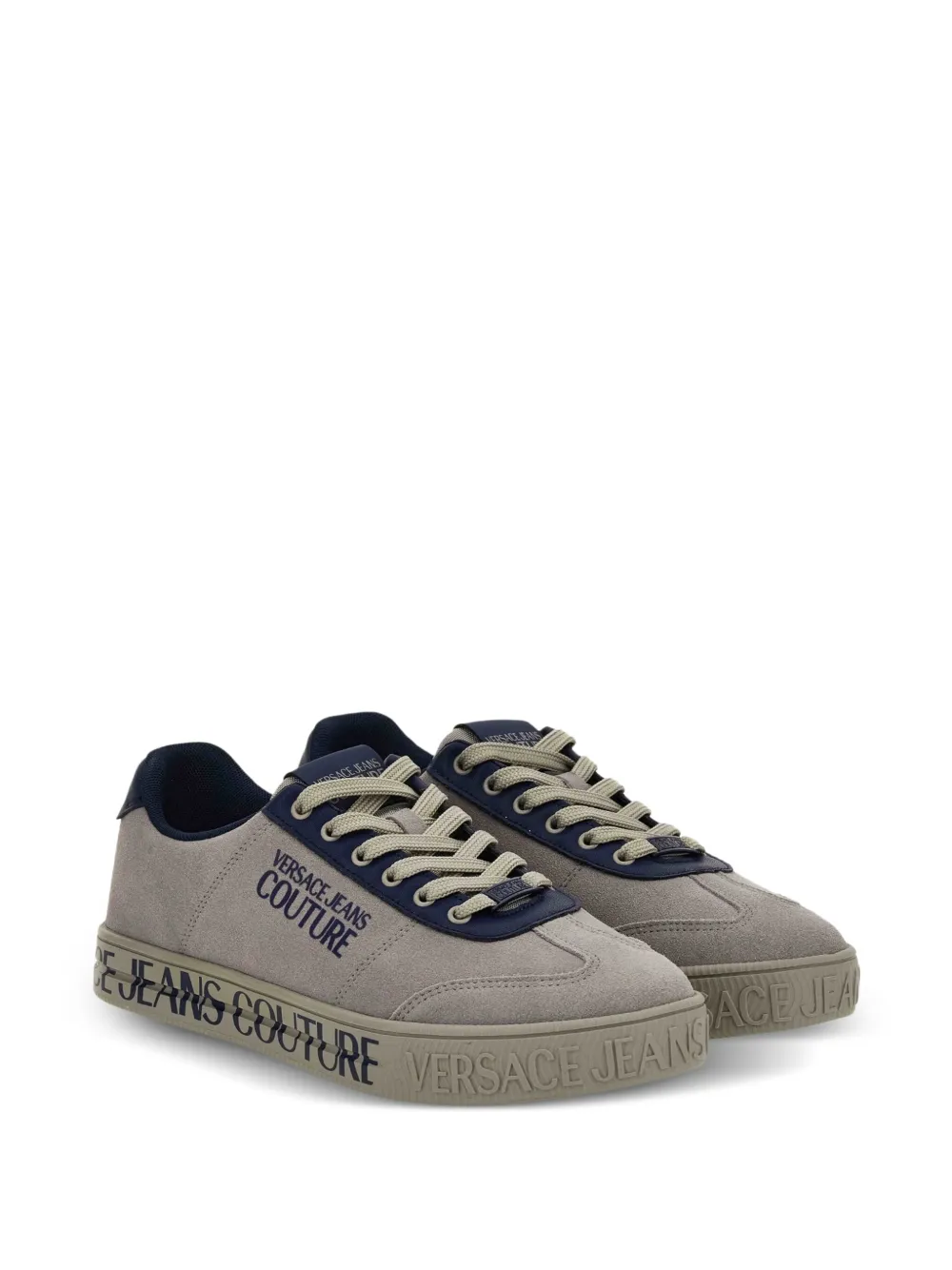 Versace Jeans Couture Suède sneakers met logoprint Grijs