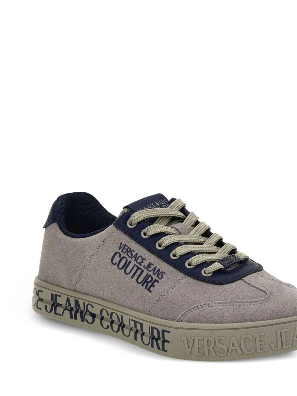 Versace Jeans Couture Suède sneakers met logoprint Grijs