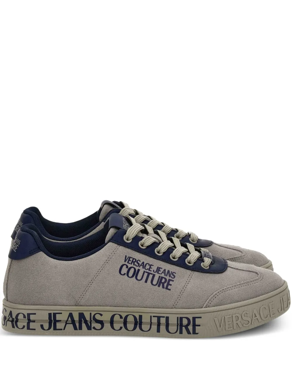 Versace Jeans Couture Suède sneakers met logoprint Grijs