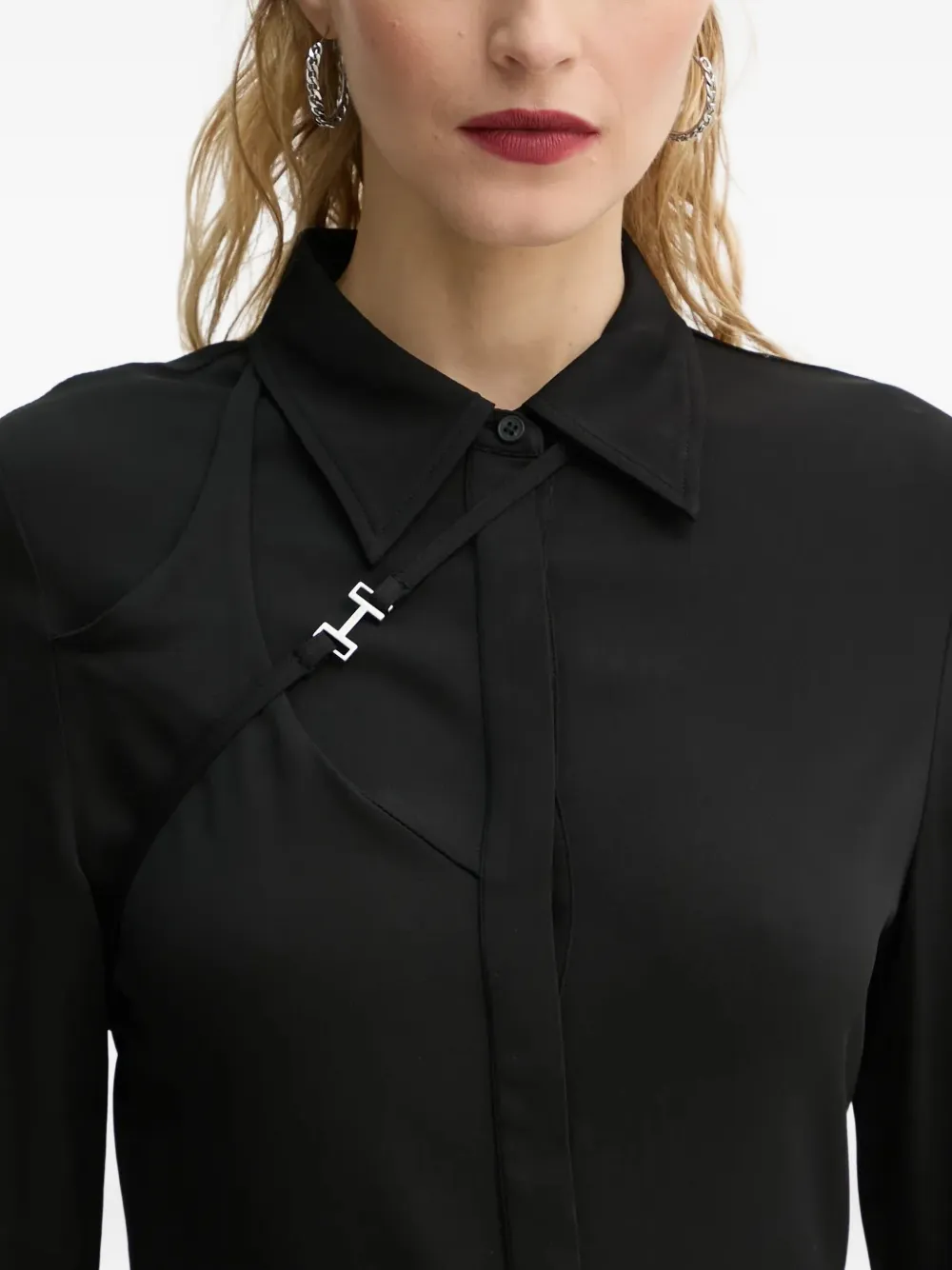 Heliot Emil Buckle-detail Shirt In Black