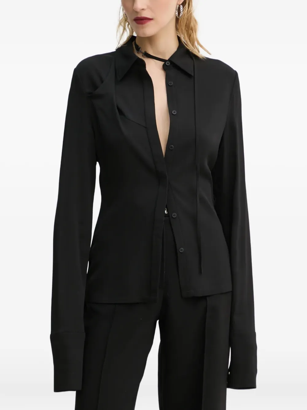 Heliot Emil Buckle-detail Shirt In Black