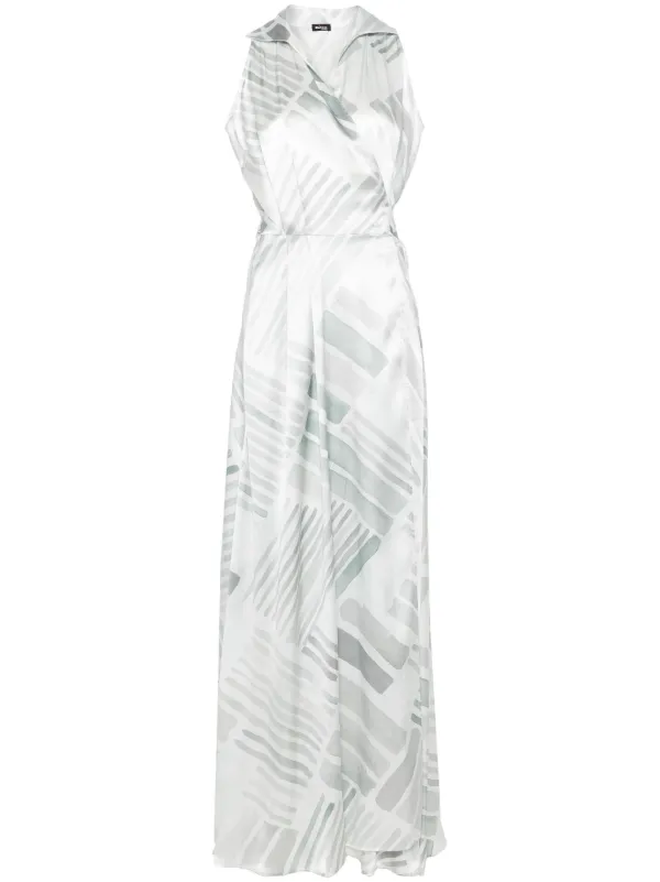 Kiton Abstract-print Maxi Dress in Grey