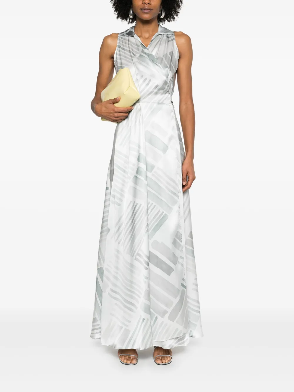 Kiton Maxi-jurk met abstracte print - Grijs