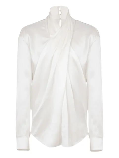 Balmain camisa de seda drapeada