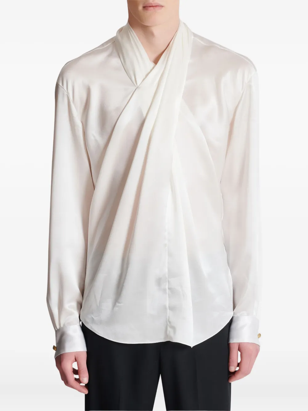 Balmain Gedrapeerd overhemd Wit