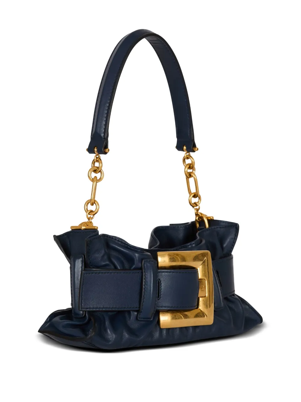 BALMAIN クロスボディバッグ　最終値下げ Balmain buckle-detail Calfskin Shoulder Bag | Blue | FARFETCH