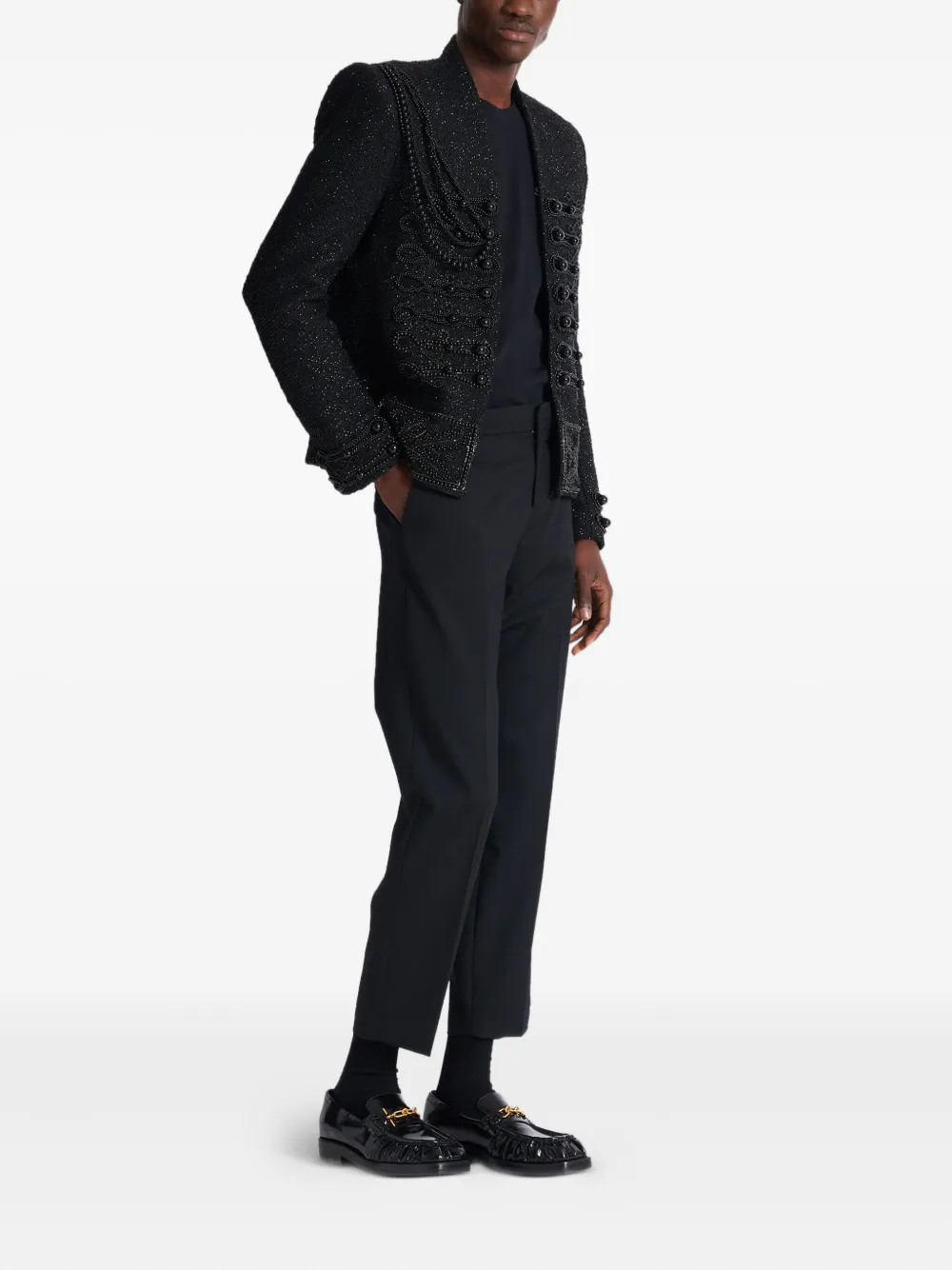 Balmain Tweed jack verfraaid met kralen Zwart