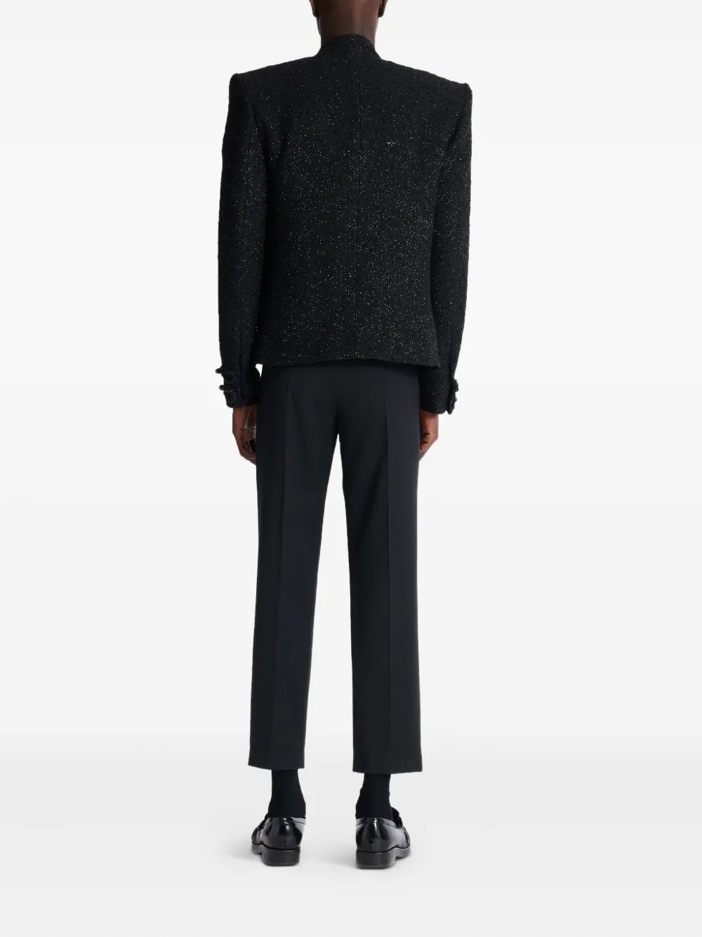 Balmain Tweed jack verfraaid met kralen Zwart