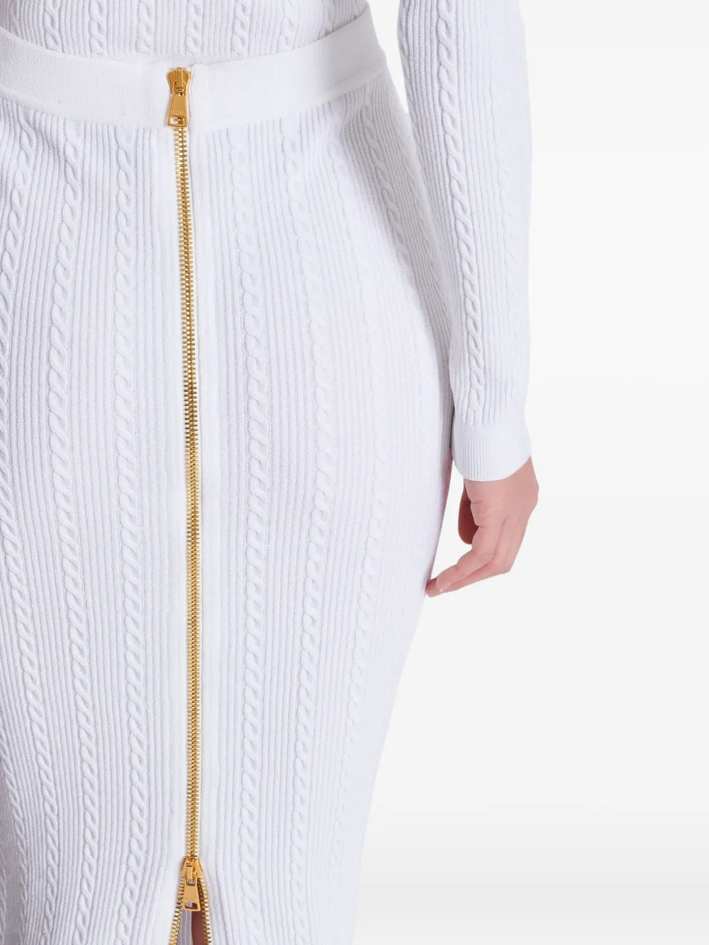 Balmain Kabelgebreide rok Wit